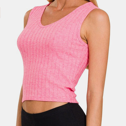 Zenana Ribbed Cropped Tank