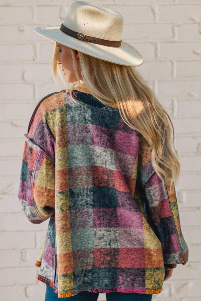 Double Take Full Size Exposed Seam Button Up Fleece Shacket - Vickie Lynn's