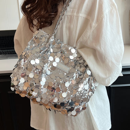 Sequin Braided Strap Shoulder Bag