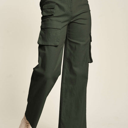 Davi & Dani Flap Pocket Mid Rise Cargo Pants