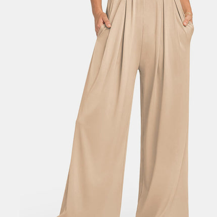 Elastic Waist Wide Leg Pants