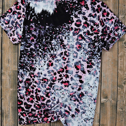 Leopard Round Neck Short Sleeve T-Shirt