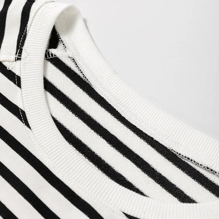 Slit Striped Round Neck Long Sleeve Sweatshirt - Vickie Lynn's
