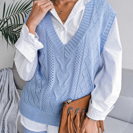 Openwork V-Neck Sweater Vest