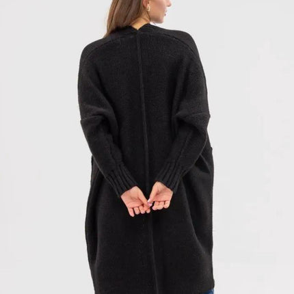 Pocketed Open Front Long Sleeve Longline Cardigan