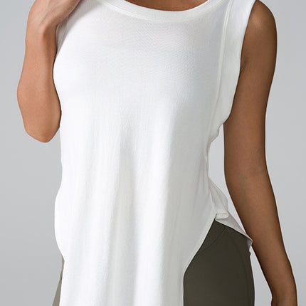 Slit Round Neck Active Tank