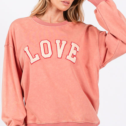 SAGE + FIG LOVE Path Applique Drop Shoulder Sweatshirt