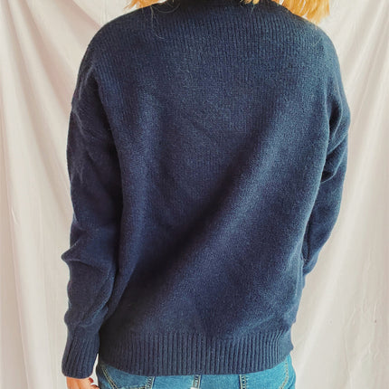 Contrast Star Round Neck Long Sleeve Sweater