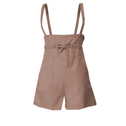 Drawstring Wide Strap Overalls with Pockets