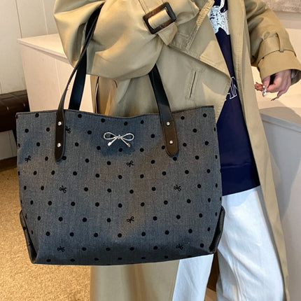 Polyester Bow Polka Dot Tote Bag