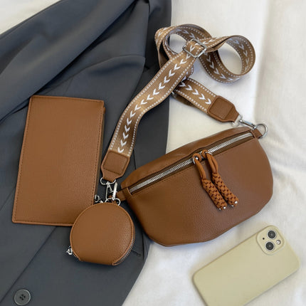 PU Leather Adjustable Strap Crossbody Bag with Coin Purse