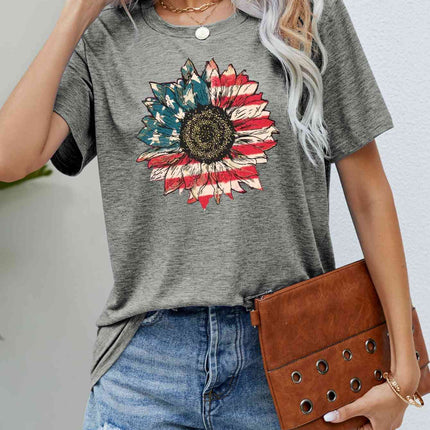 US Flag Flower Graphic Tee