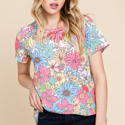 BOMBOM Floral Short Sleeve T-Shirt