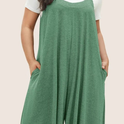 Full Size Pocketed Wide Leg Overalls