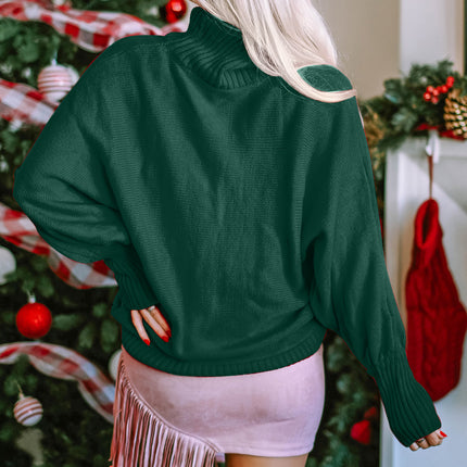 Double Take Full Size Merry Christmas Turtleneck Long Sleeve Sweater