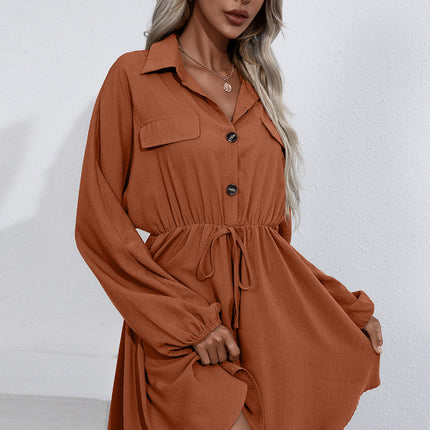 Ivy Lane Collared Tie Waist Button Up Shirt Dress