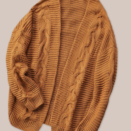 Cable-Knit Open Front Cardigan