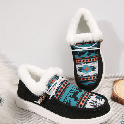 Printed Round Toe Flat Slip-Ons