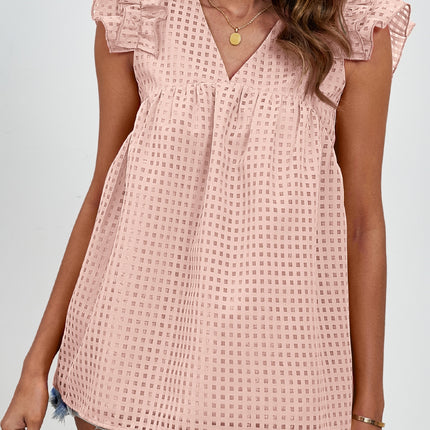 Ruched V-Neck Cap Sleeve Blouse