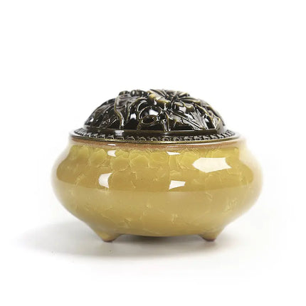 Fashion Lucky Home Decoration for Incense Black Glaze Disc Censer Ceramic Incense Burner Incense Seat Indoor Household