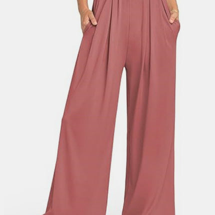 Elastic Waist Wide Leg Pants