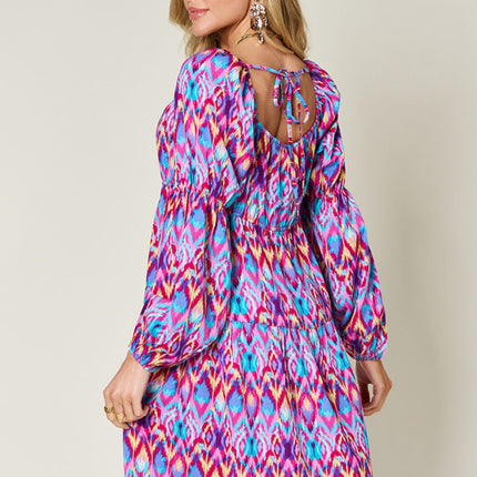 Double Take Full Size Printed Long Sleeve Dress