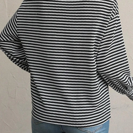 Striped Round Neck Long Sleeve Top