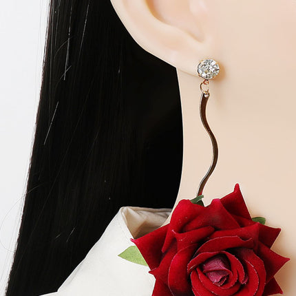 Alloy Rose Dangle Earrings