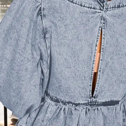 Round Neck Long Sleeve Denim Dress