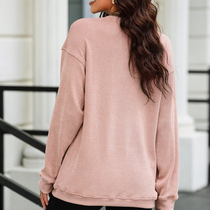 Valentine’s Day Bow Drop Shoulder Long Sleeve Sweatshirt