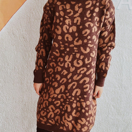 Leopard Round Neck Long Sleeve Sweater