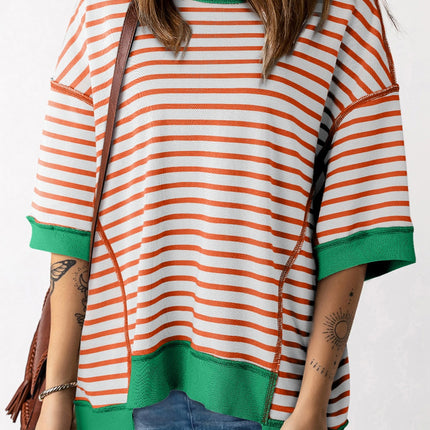 Striped Round Neck Half Sleeve T-Shirt