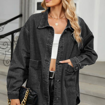 Removable Hood Button Up Long Sleeve Denim Jacket