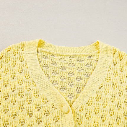 Openwork V-Neck Long Sleeve Cardigan