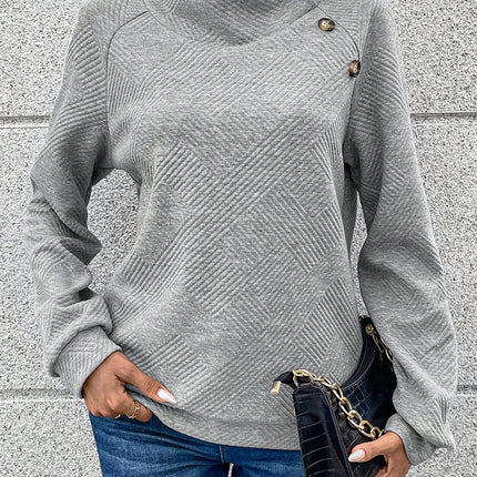 Textured Turtleneck Long Sleeve Sweatshirt