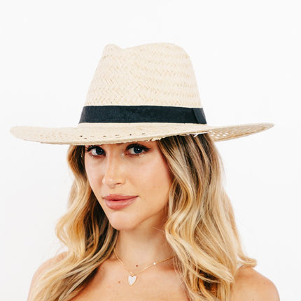 Fame Basket Weave Straw Sun Hat