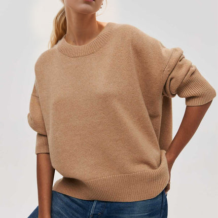 Basic Bae Round Neck Dropped Shoulder Long Sleeve Sweater