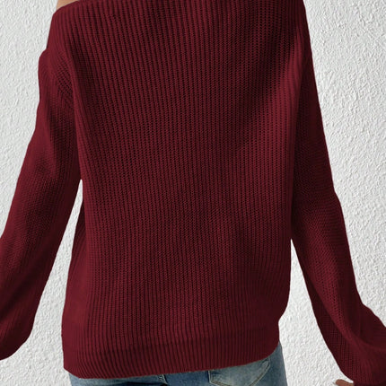 Honey Single Shoulder Long Sleeve Sweater