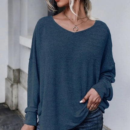 Full Size Double Tie Drop Shoulder Long Sleeve T-Shirt