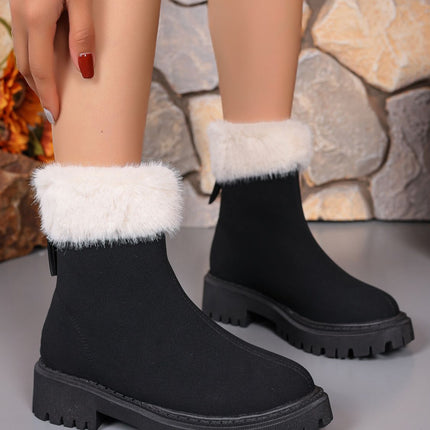 Faux Fur Trim Suede Platform Boots