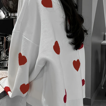 Valentine’s Day Heart Round Neck Long Sleeve Sweater