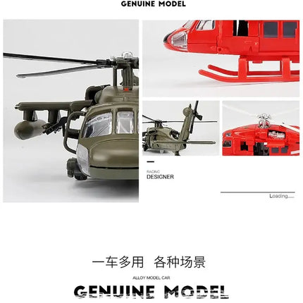 NEW America Black UH-60 Hawk Utility Helicopter Alloy Airplane Model Simulation Metal Flying Model Toy Sound and Light Kids Gift