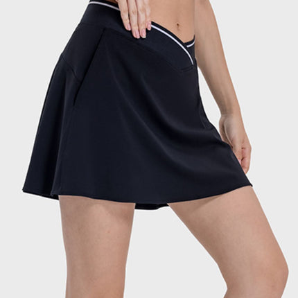 Pocketed Elastic Waist Active Skirt