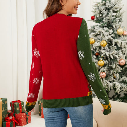 Nutcracker Contrast V-Neck Long Sleeve Cardigan