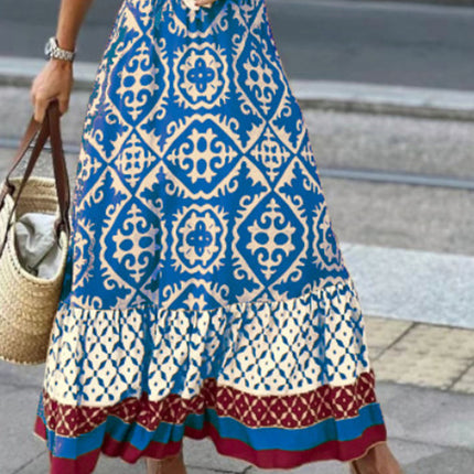 Geometric Elastic Waist Maxi Skirt