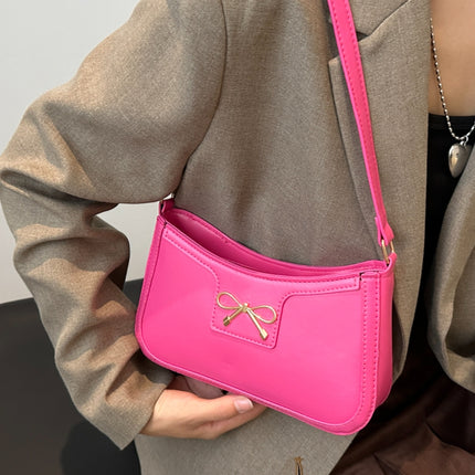 Bow Trim PU Leather Shoulder Bag