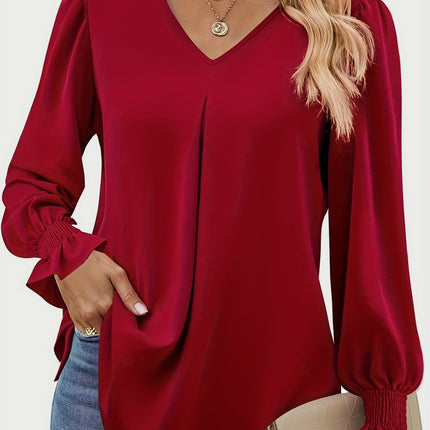 V-Neck Flounce Sleeve Top