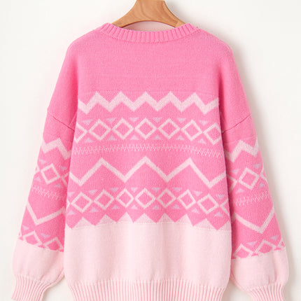 Geometric Drop Shoulder Long Sleeve Sweater