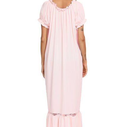 Lace Detail Short Sleeve Lounge Dress