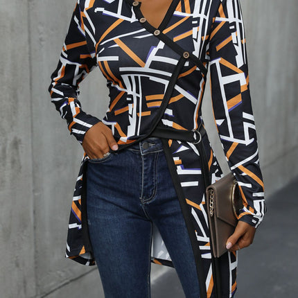 Geometric Surplice Long Sleeve T-Shirt